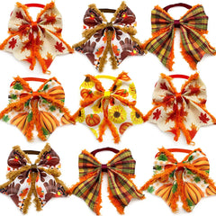 50pcs Fall Pet Supplies Dog Bowties Thanksgiving Dog Bows Small Dog Bowtie Pet Dog Collar Accessoreis Small Dog Collar Grooming