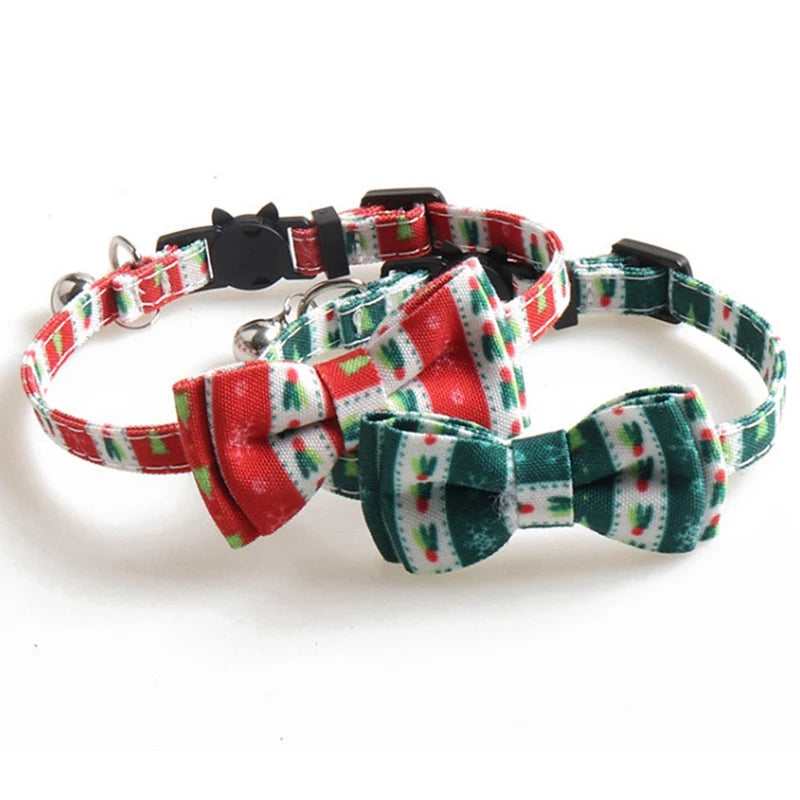 Pet Cat Dog Collar Christmas Snowflake Red Bow Adjustable Pet Bowknot Necktie Collar Stripe and Flag Bow Tie Dropship