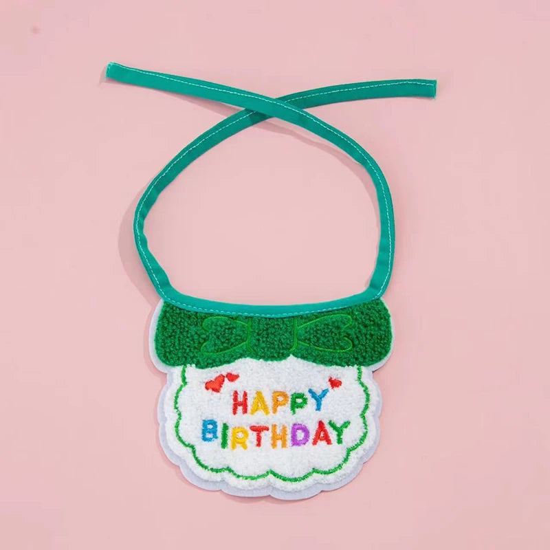 Pet Birthday Party Hat Bib Set Cute Cat Dog Birthday Celebration Scarf Dress Up Kitten Puppy Costumes Gift Pet Accessories