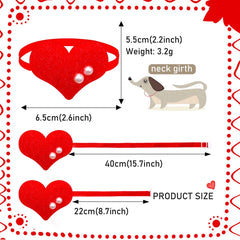 30/60PCS Valentine's Day Pet Bowtie with Pearl Dog Cat Love Style Heart Shape Bow Tie Collar for Small Dogs Puppy Accessories