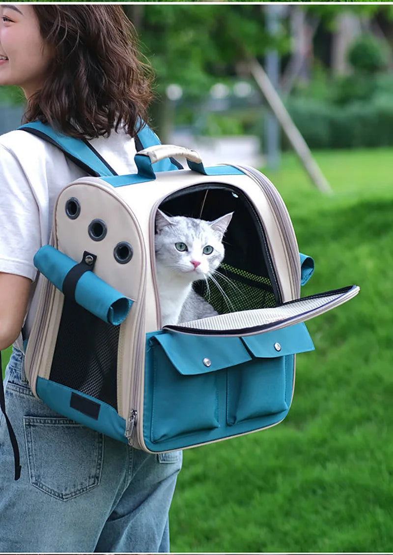 Pet Cat Backpack Portable Small Dogs Outdoor Carrier Cat Travel Bag Foldable Ventilated Design Large Cats Dog Backpack Carrier