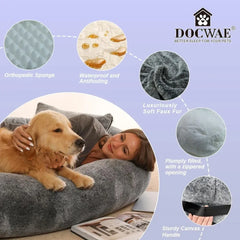 Giant Human Dog Bed With Blanket and Pillow Pet Accessories Adult Nap Bed Kennel Plush Beds Cats Cushion Supplies Products Home