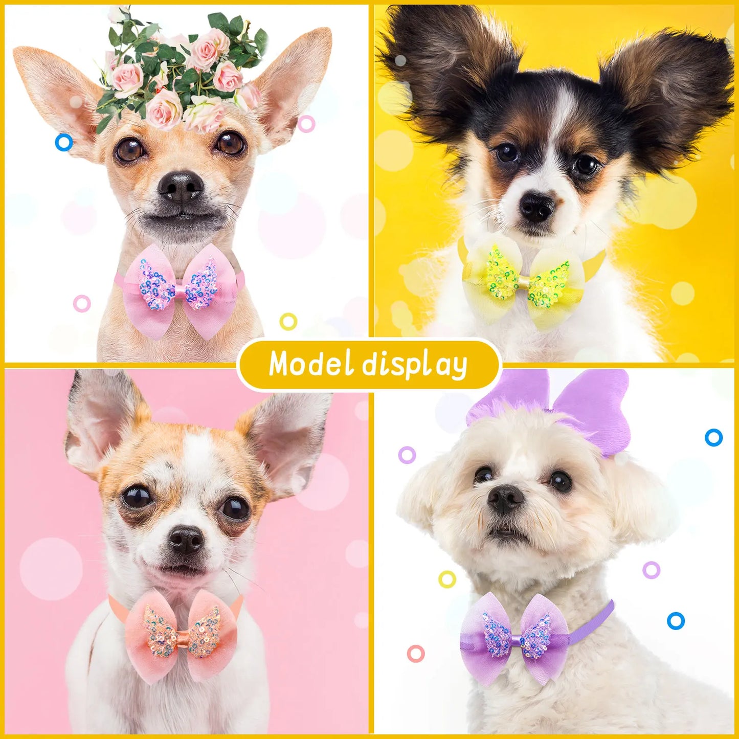 10PCS Colorful Lace Dog Cat BowTies Collar Bulk Puppy Bows Collar Adjustable Bows Necktie for Small Dog Grooming Accessories