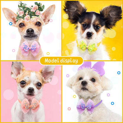 10PCS Colorful Lace Dog Cat BowTies Collar Bulk Puppy Bows Collar Adjustable Bows Necktie for Small Dog Grooming Accessories