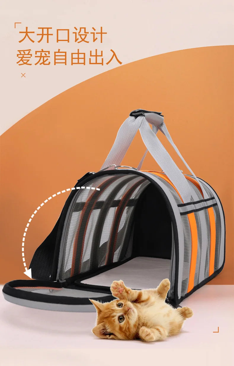 Solid Colour Large Capacity Pet Bag Outdoor Portable Bag Breathable Cute Pet Bag Fashion Foldable Pet Handbag