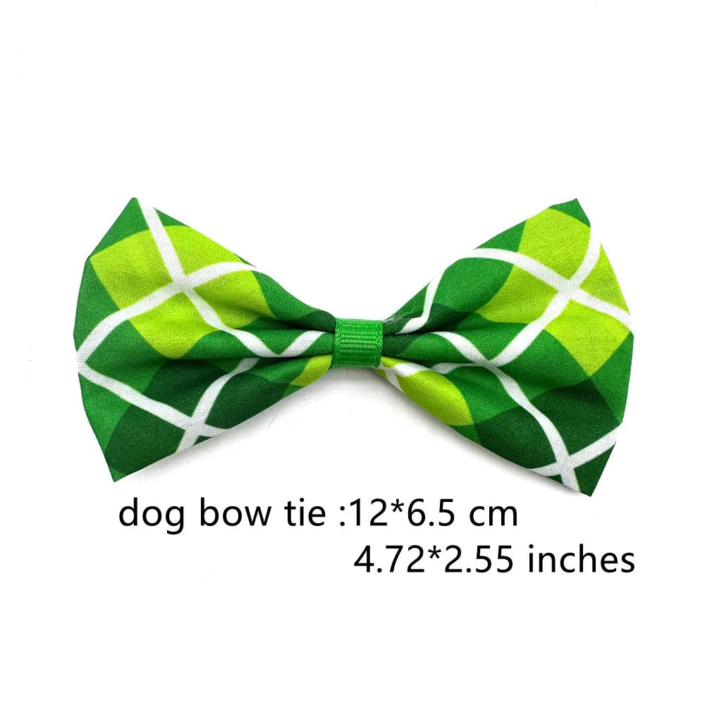 New Style ST Patrick's Day Dog Bow Ties Sliding Dog Bow Tie Cloth Collar Clover Pattern Holiday Accessories Green Pet Bow Tie