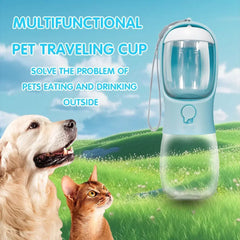 2 in 1 300ml Portable Food Grade Material Dog Cat Travel Pet Water Cup Bottle with Food Dispenser