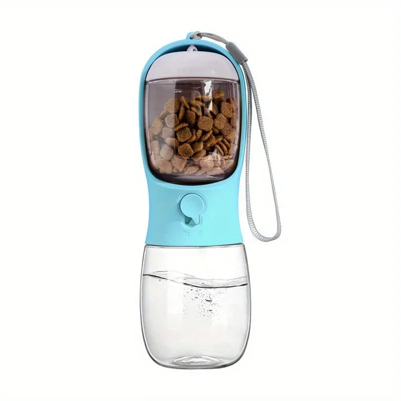 2 in 1 300ml Portable Food Grade Material Dog Cat Travel Pet Water Cup Bottle with Food Dispenser