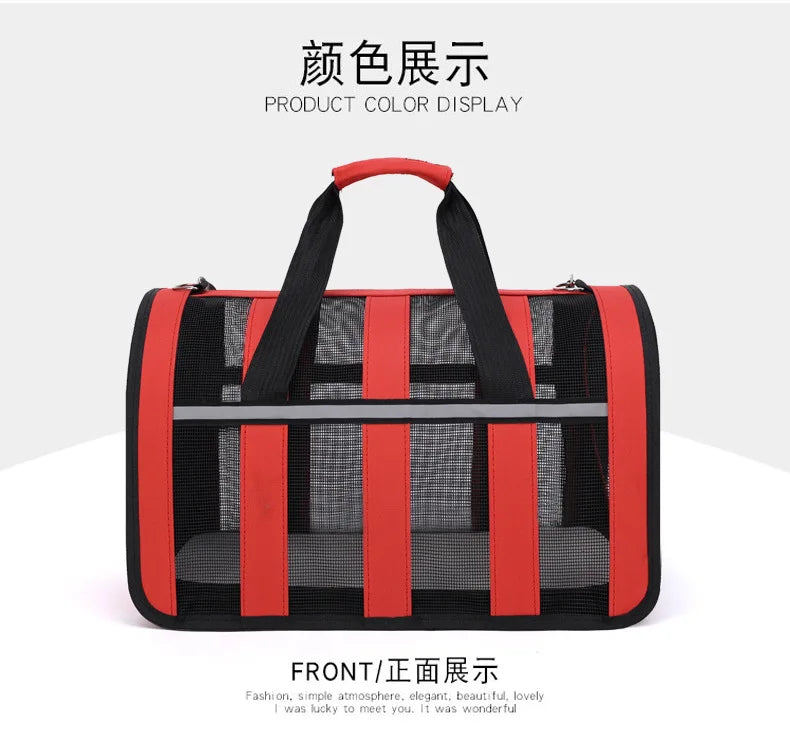 Solid Colour Large Capacity Pet Bag Outdoor Portable Bag Breathable Cute Pet Bag Fashion Foldable Pet Handbag