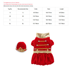 Pet Christmas Clothes Puppy Dog Christmas Jumpsuit Warm Velvet Pet Pajamas with Adjustable Crown Hat for Party Role Play Outfits