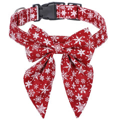 Cotton Christmas Snowflake Bow Dog Collars Puppy Pet Dog Accessories Dog Collar for Small Large Dogs