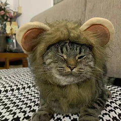 Funny Pets Clothes Cap Cute Cat Wig Lion Mane Costume Cosplay Kitten Dog Hat with Ears Fancy Party Supplies