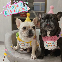 Pet Birthday Party Hat Bib Set Cute Cat Dog Birthday Celebration Scarf Dress Up Kitten Puppy Costumes Gift Pet Accessories