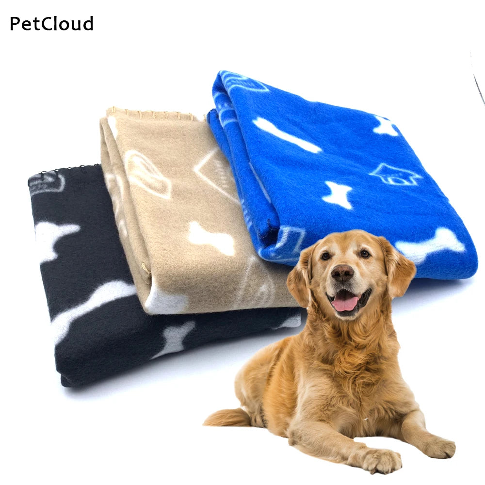 Pet Soft Warm Blanket Microfiber Towel For Dog Bath Puppy Winter Polyester Plush Bone Print Dog Drying Towel Pet Supplies