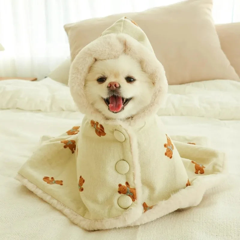 INS Winter Warm Scarf Bear White Rabbit Blanket Clock Pet Dog Warm Mantle Cover Blanket Sleeping Coat Hoodie New Year Gifts