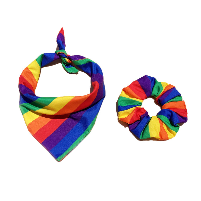 1Pcs Summer Dog Rainbow Tropical Style Pet Cat Dog Bandanas Scarf Polyester Bibs Dog Accessories