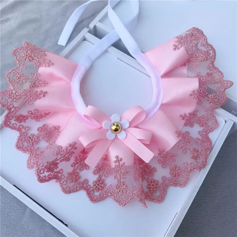 Luxury Embroidery Lace Necklace for Puppy,Cat Dog Bandana,Collar,Bow Princess for Small Medium Dog,Pet Accessories, Pet Supplier