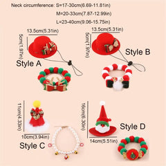 Adjustable Pet Christmas Bow Hat Soft Santa Claus/Elk Deer Pet Christmas Hat Scarf with Bell Cat Christmas Collar New Year