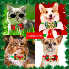 50PCS Pet Bowknot Dog Bowtie with Bell Christmas Decorate Style Adjustable Puppy Festival Party Collar for Small Dog Accessories