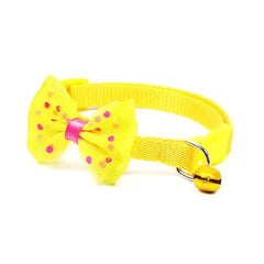 JUDAI Bow Decor Pet Collar Adjustable Dot Design Cute Bell Dog Collar Bow Kitten Collar Pet Supplies Clothing Accessories