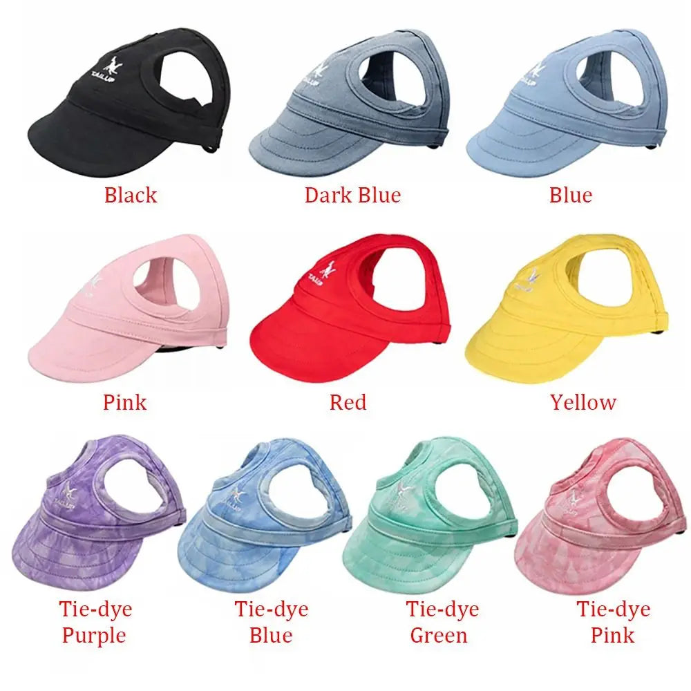 Pet Baseball Hat Outdoor Cat Dog Adjustable Peaked Cap Visor Hat Summer Pet Travel Sports Sun Cap With Ear Holes