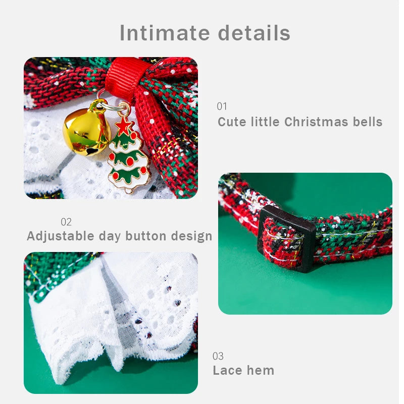 Pet Saliva Towel Dog Cat Bib Bow Tie Bell Collar Saliva Towel Bib Small Dogs and Cats Christmas Products