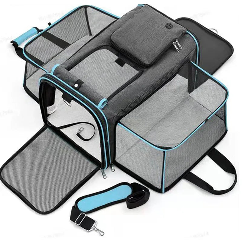 Expandable Foldable Large Capacity Carrier for Cat Dog Carrier Backpack Pet Airlines Approved Reflective Tape Kitten Travel Bag