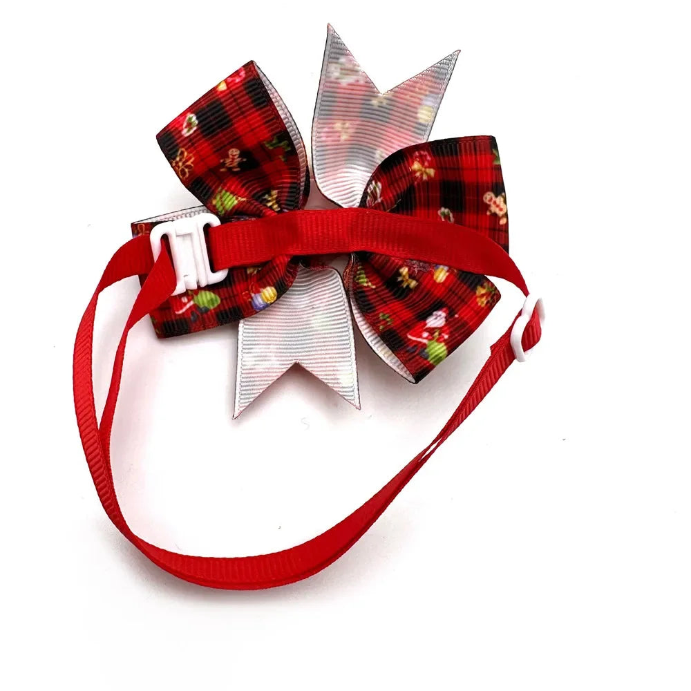 Handmade New Christmas Pet Dog Bow Tie Adjustable Xmas Small Pet Dog for Dog Bow Tie Collar Christmas Dog Grooming Products