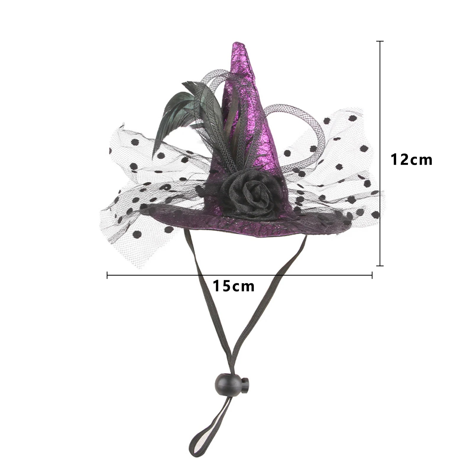 2025 New Halloween Pet Witch Hat 3D Rose/Eyeball/Bowknot Tulle Decor Cap Costume Accessories for Cat, Dogs