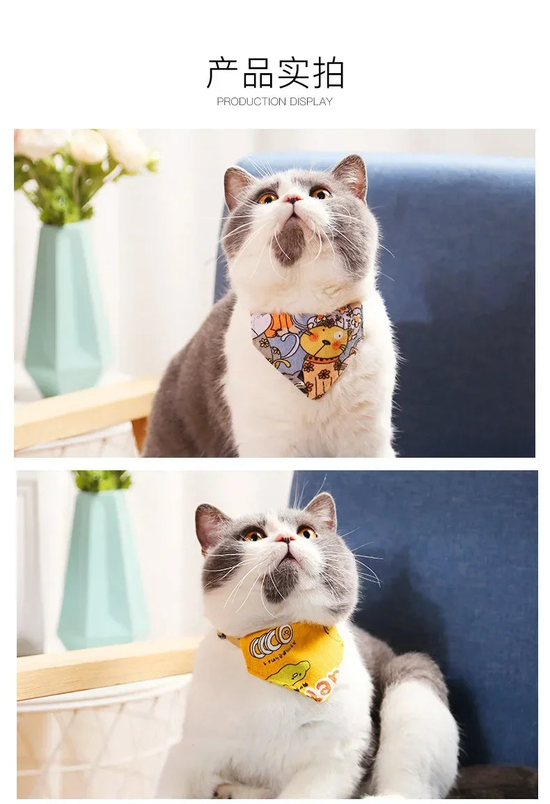 Adjustable Cat Bandana Collar Bow Tie Kitten Dog Cat Scarf Triangular Puppy Bandana Cats Necklace Scarf CatS Bibs Accessories