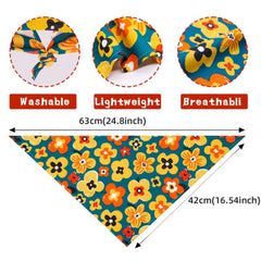 Pet Bandana Breathable Triangular Bandage Soft Neckerchief Cute Floral Print Dog Bib Cat Collar Scarf for Small Medium Pets