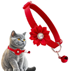 Flower Cat Collar With Bell Dog Pet Bow Tie Floral Costume Accessory Cat Collars Dog Collar Pet Collar With Bell For Cosplay