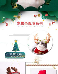 Christmas Pet Cosplay Pet Reindeer Cloak Antlers Clothes Cloak Dog Hat Cat Warm Fairy Christmas New Year Pet Cat