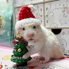 Hand Woven Pet Christmas Hat Decoration Hamster Clothes Cap Rabbit Hat Plush Santa Hat Xmas Decorations For Small Pet Supplies