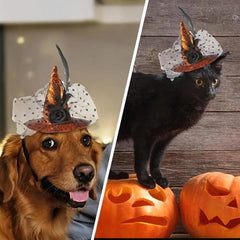 Cat Witch Hat Cosplay Halloween Outfits Witch Hat Photography Props Decorative Pet Cat Halloween Apparel Dog Cosplay Accessories