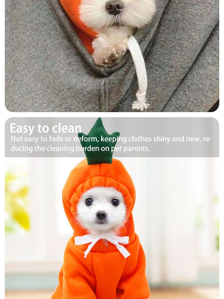 Adorable Fruit-Themed Dog Hoodie with Hat - Funny Halloween Cosplay Costume for Dogs and Cats - Cozy Hooded Sweatshirt for Pets