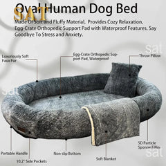 Giant Human Dog Bed With Blanket and Pillow Pet Accessories Adult Nap Bed Kennel Plush Beds Cats Cushion Supplies Products Home