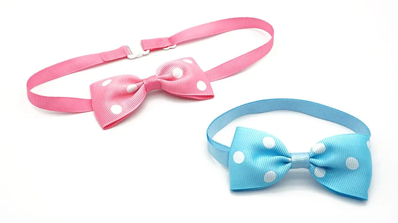 14 Colors Cute Ribbon Dog Bow Ties Puppy Small Dogs Cats Dots Pattern Ties For Collar Handmade Pet Accessories Christmas Gifts