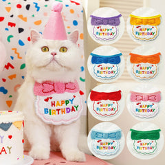 Для Кота Cat Hat Adorable Dog Cat Puppy Birthday Hat & Bandana Set Cat Dog Accessories Pet Birthday Supplies Katzen Zubehör