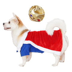 Pet Christmas Clothes Puppy Dog Christmas Jumpsuit Warm Velvet Pet Pajamas with Adjustable Crown Hat for Party Role Play Outfits