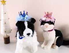 New Pet Birthday Crown Party Lace Hat Cat Dog Rabbit Decoration Sequin Princess Tiara Christmas Gift Hat Puppy Accessories