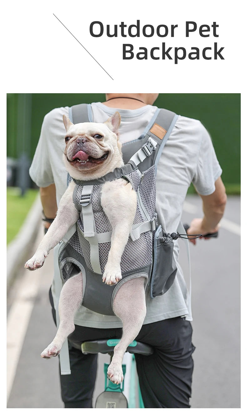 Dog Carrier Backpack for Small Dogs Breathable Hands-Free Adjustable Legs-Out Dog Bag Pet Travel Bag for Biking Hiking Walking