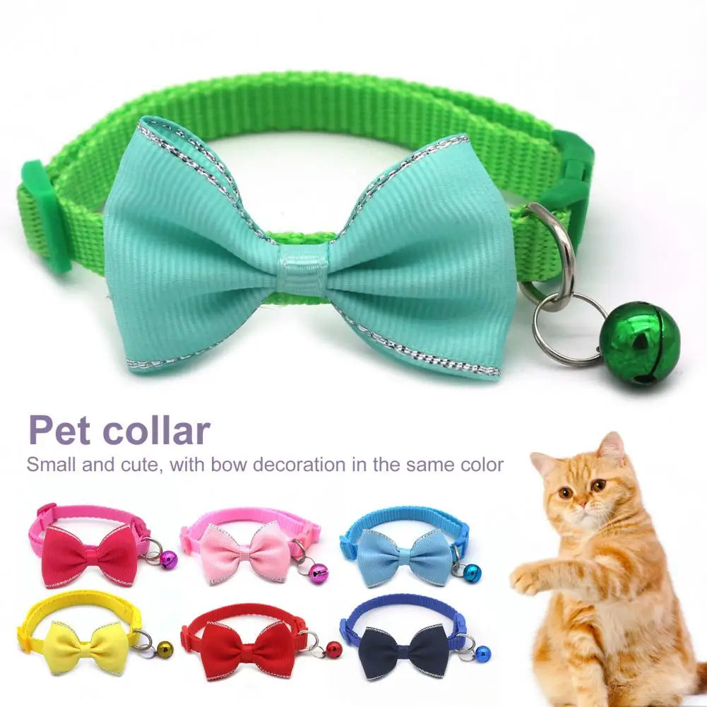 Lovely  Cat Collar Universal Pet Cat Breakaway Bow Tie with Bell Easy-wearing Soft Texture Kitten Collar Pet Supplies