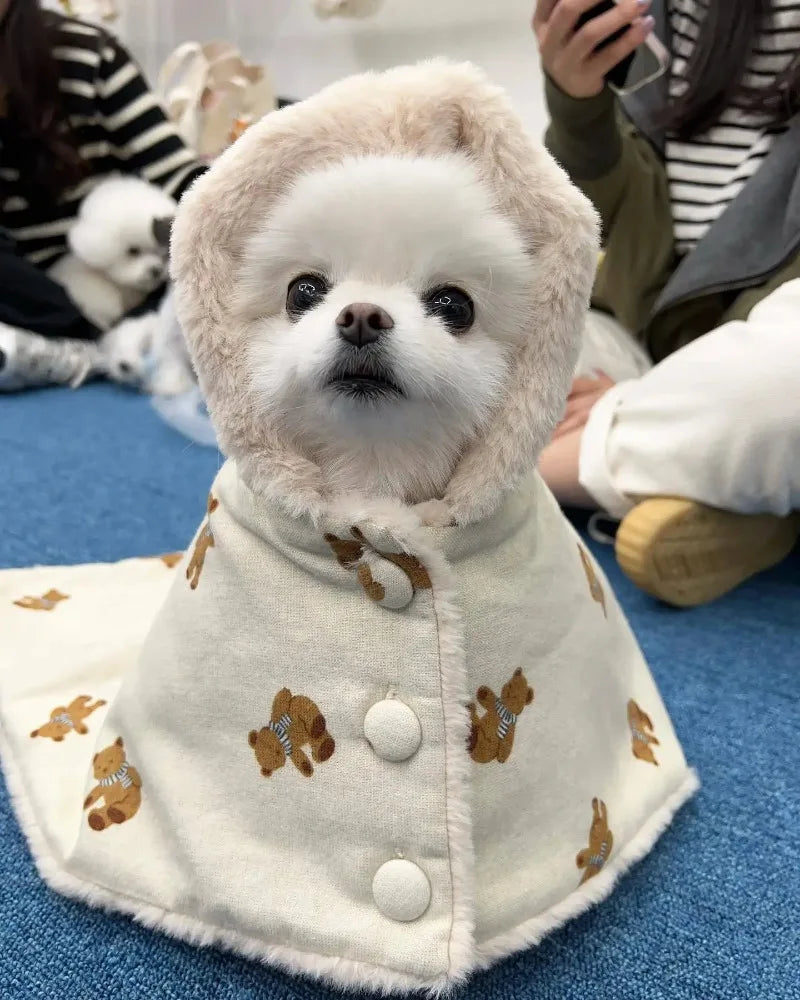 INS Winter Warm Scarf Bear White Rabbit Blanket Clock Pet Dog Warm Mantle Cover Blanket Sleeping Coat Hoodie New Year Gifts