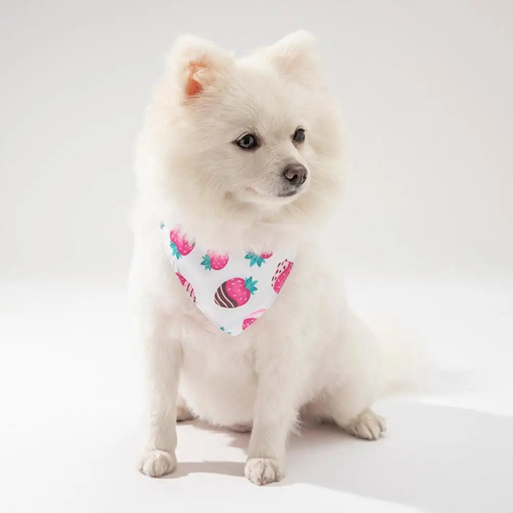 Pet Bandana Triangular Buckle Metal Ring Bow Ties Collar Unisex Fruits Printed Dog Puppy Collar Scarf Bib Pet Supplies