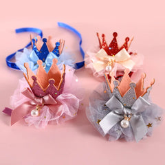 New Pet Birthday Crown Party Lace Hat Cat Dog Rabbit Decoration Sequin Princess Tiara Christmas Gift Hat Puppy Accessories