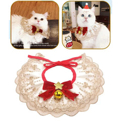 Kitty Bandana  Wear Resistant   Pet Saliva Bib Bow-knot Pet Collar Kitty Bandana with Mini Bell