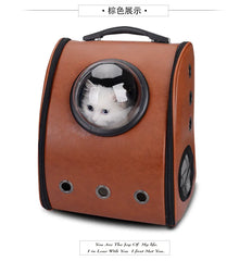 Pu Leather Soft Material Breathable Pet Capsule Dog Carrier Backpack for Cat and Small Animals