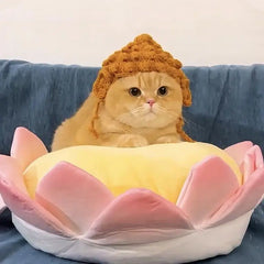 Pet Pet Cat Crossdressing Dog Frog Hat Head Cover Cat Flower Cute Lotus Leaf Maid New Year Woolen Hat