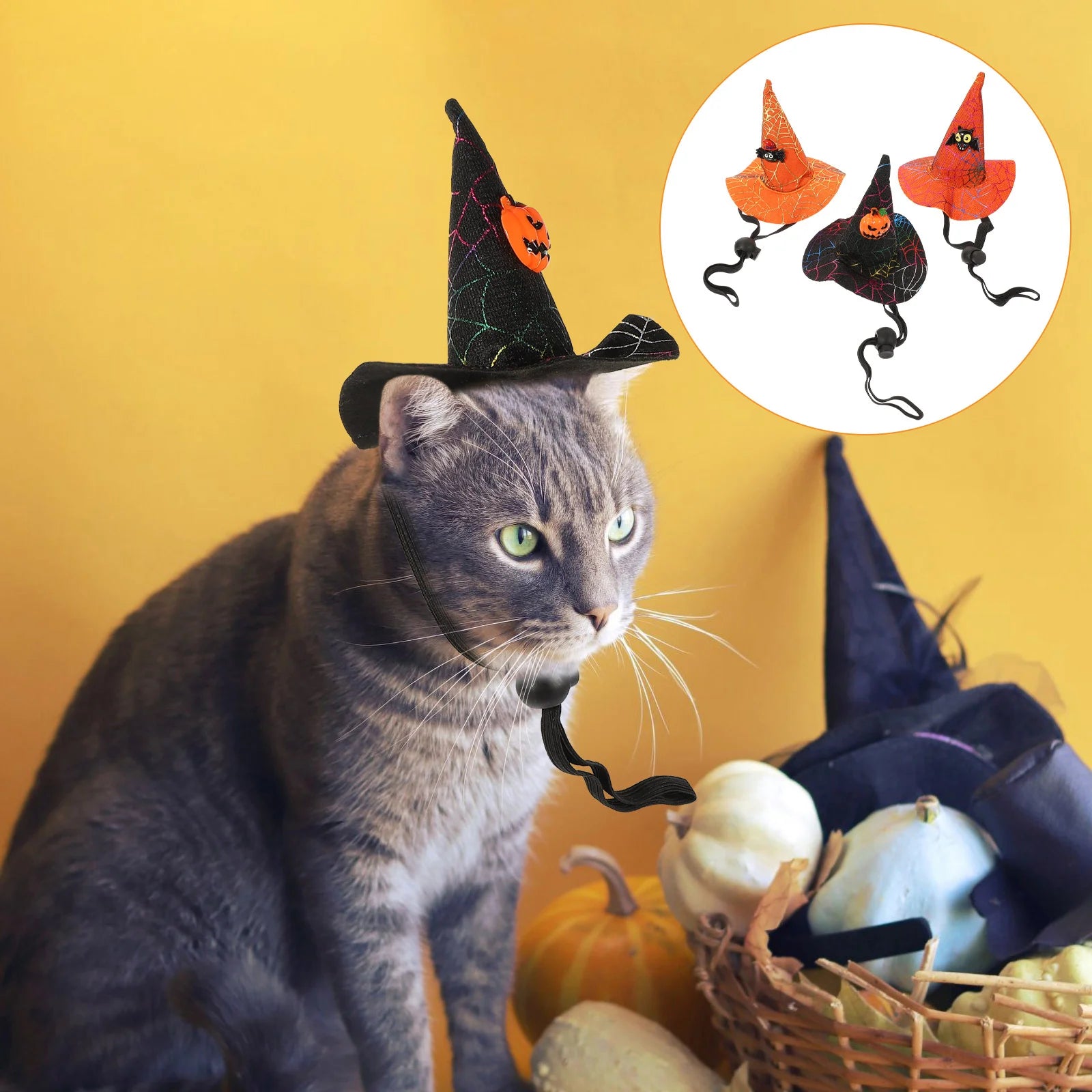 3 Pcs Witch Hat Headband Decor Cosplay Pet Lovely Cat Halloween Dog Adjustable Festival Sheng Xia Adorable